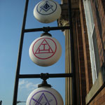 Vinyl on Frosted Glass Masonic Emblems