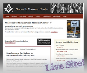 Norwalk Masonic Center website design example
